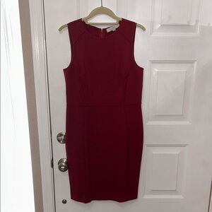 LOFT Sleeveless Deep Red Knee Length Dress